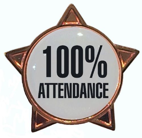 100% ATTENDANCE star badge